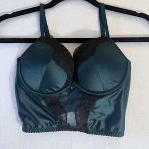 Victoria's Secret Very Sexy Push Up Corset Bra 32C Teal Green Lace